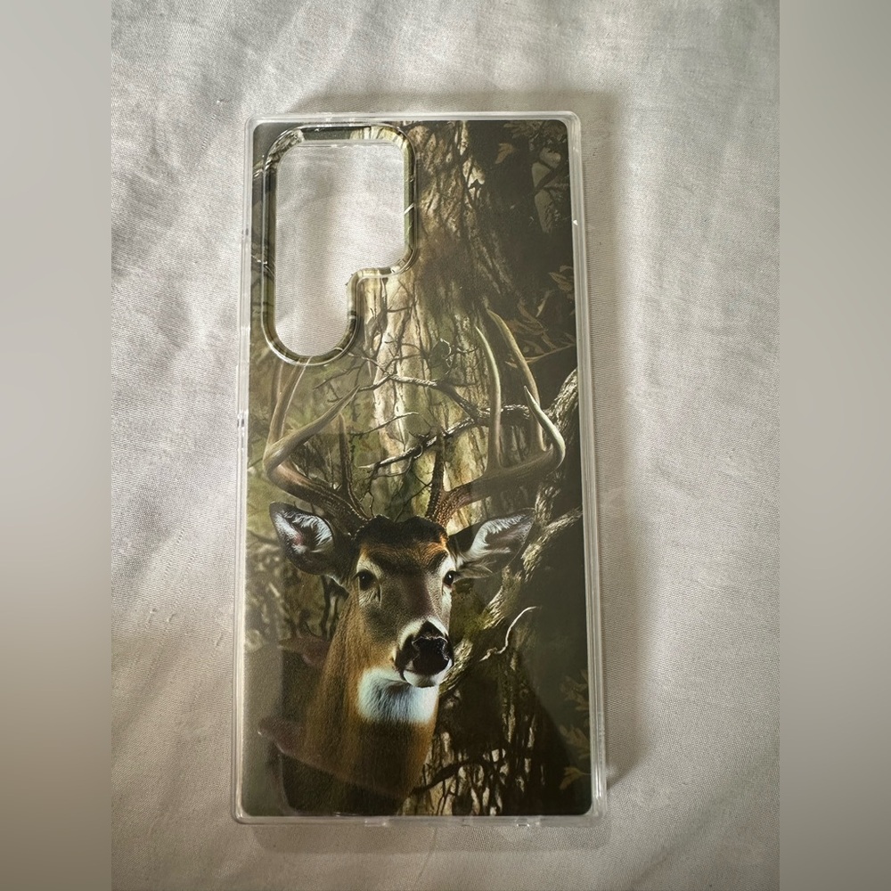 Deer Forest Print Clear Phone Case - Brown/Green